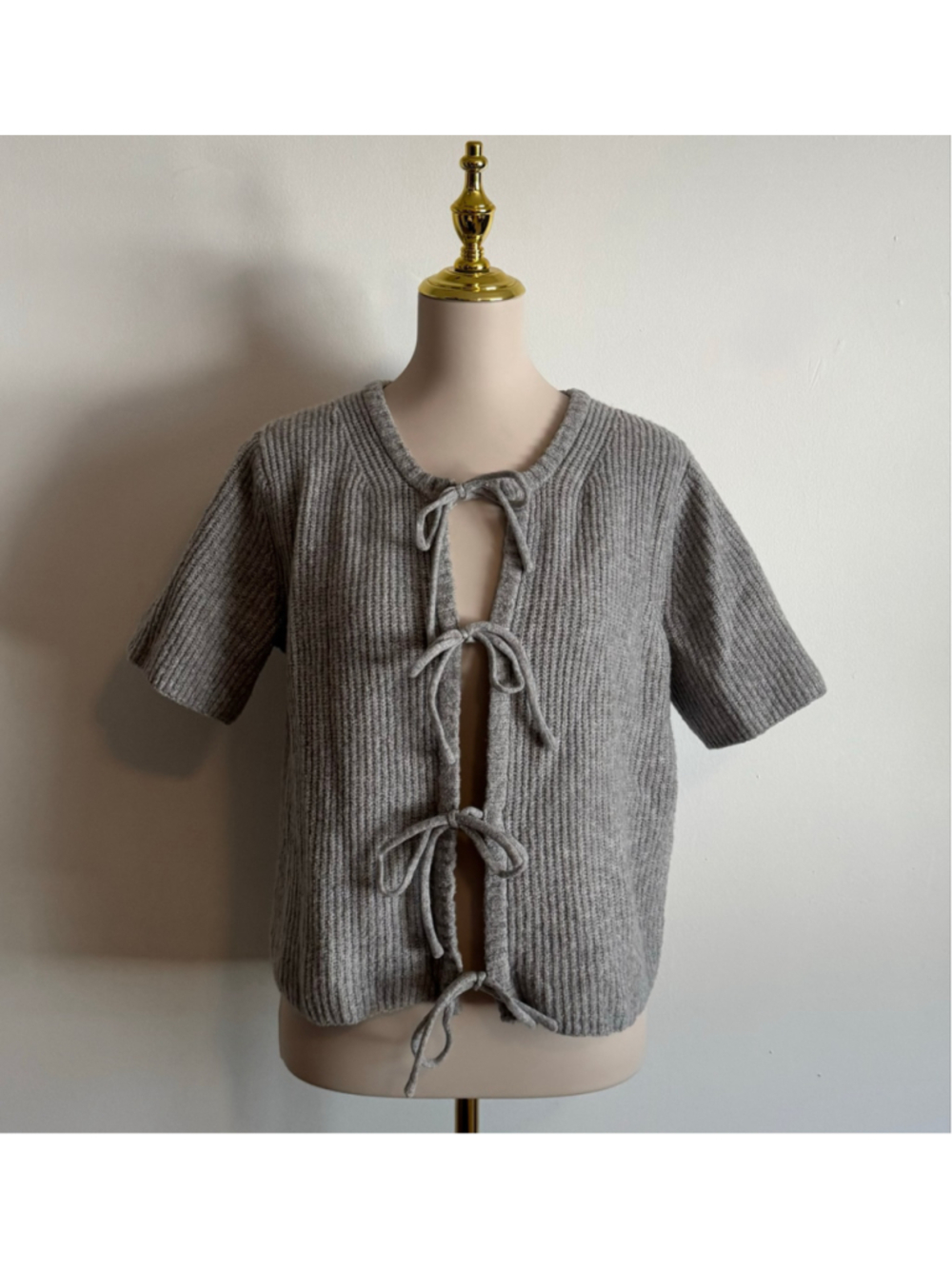 Women's AND NOW THIS Grey Ribbed Knit Tie-Front Cardigan Size M